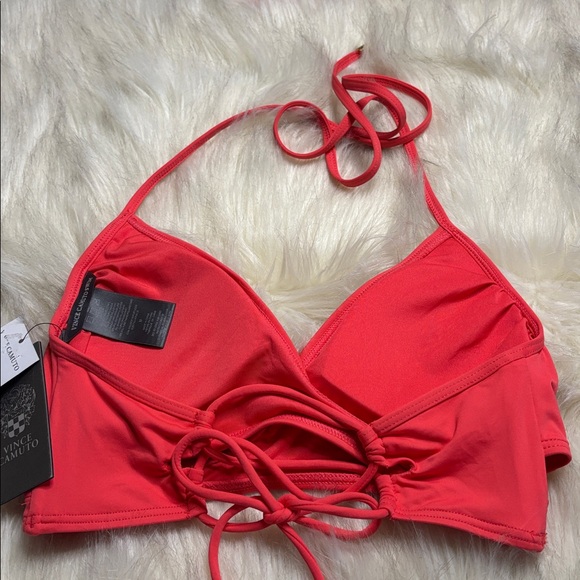 Vince Camuto wrap bikini top in the color "Watermelon" or "Pop Coral". - Picture 3 of 5